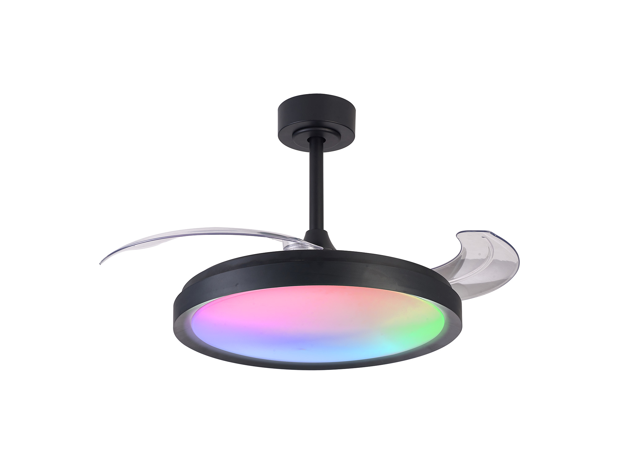 M8759  Siberia 50W LED Dimmable White/RGB Ceiling Light With Built-In 30W DC Fan; 3000-6500K Remote Control; Black
